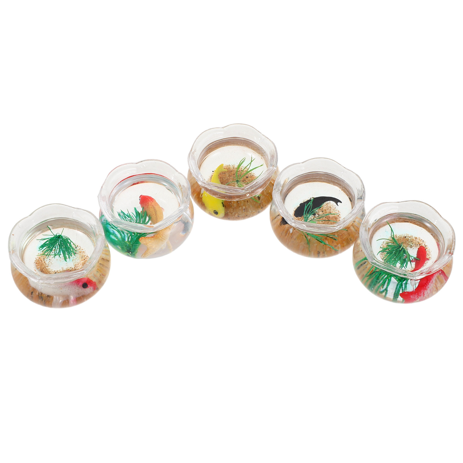 Planted Aquarium With Fish - 5Pcs Mini Fish Bowl Realistic Koi